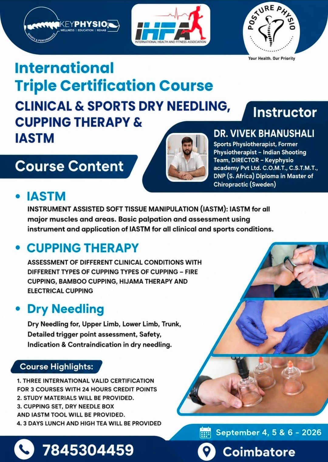 Triple Certification Dry Needling, Cupping, IASTM